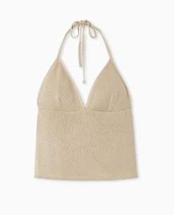 Top Dos-nu En Maille Rustique - Beige