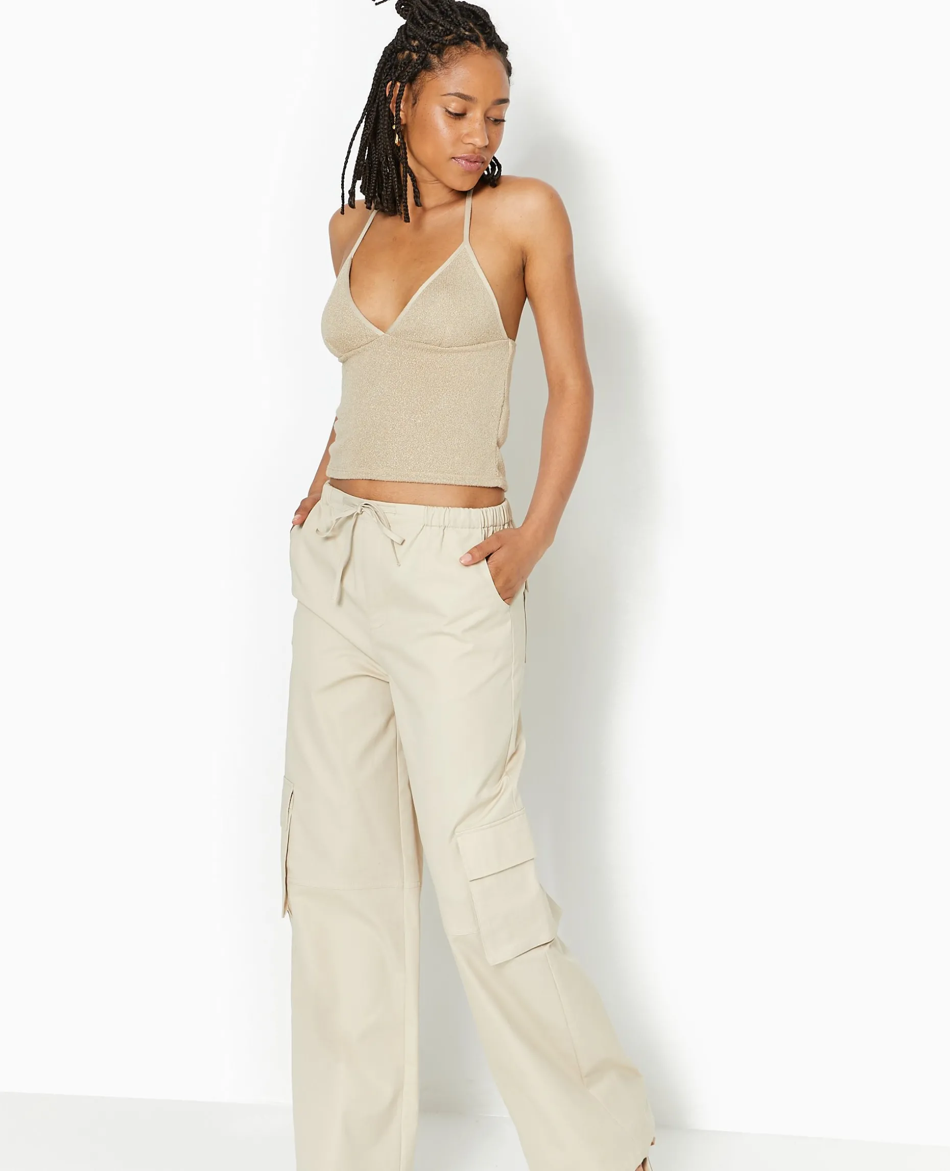 Top Dos-nu En Maille Rustique - Beige