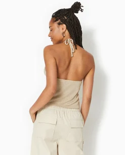 Top Dos-nu En Maille Rustique - Beige