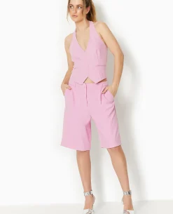 Top Dos-nu Façon Gilet De Barman - Rose Fuchsia