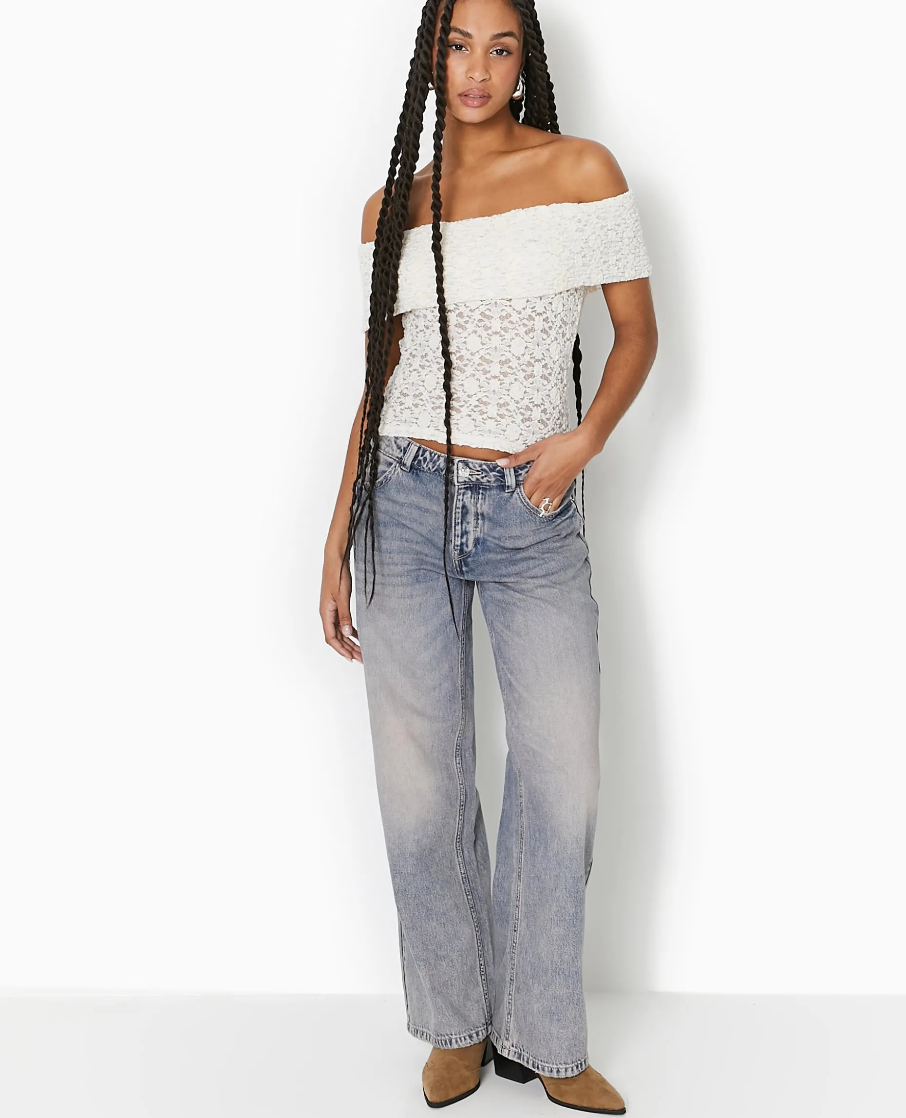 Top En Dentelle Encolure Bardot - Blanc