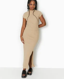 Top En Maille Côtes Plates - Beige