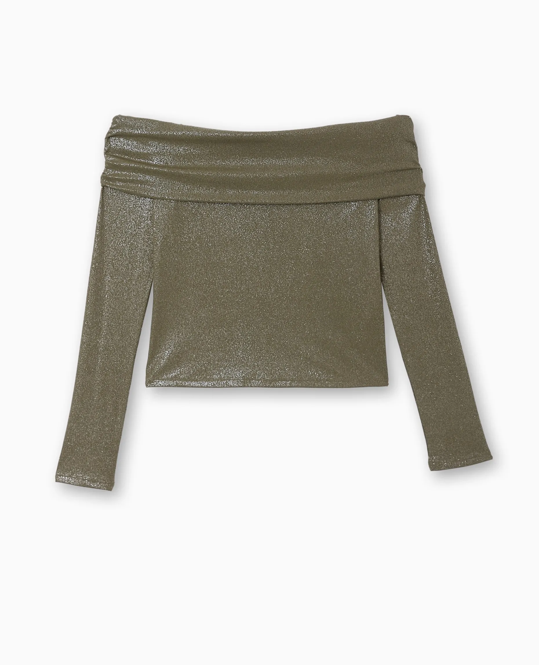 Top Encolure Bardot Avec Paillettes - Vert Kaki