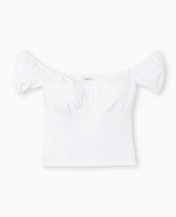 Top Encolure Bardot Avec Smock Dos - Blanc