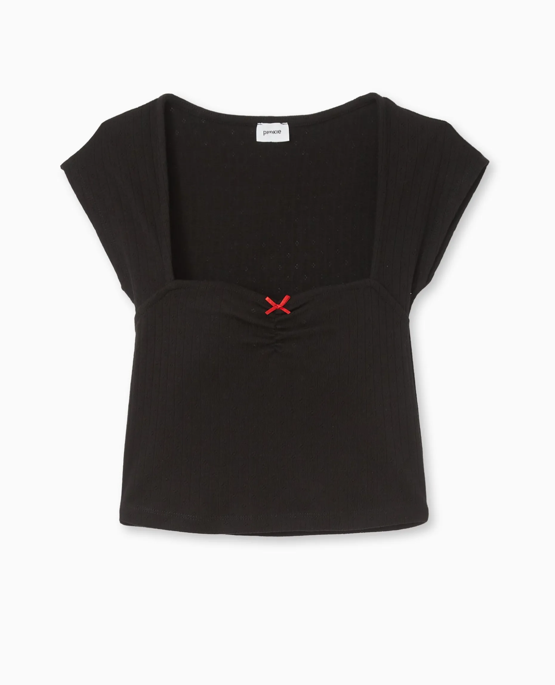 Top Maille Fantaisie Avec Nœud Contrasté - Noir