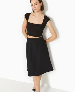 Top Maille Fantaisie Avec Nœud Contrasté - Noir