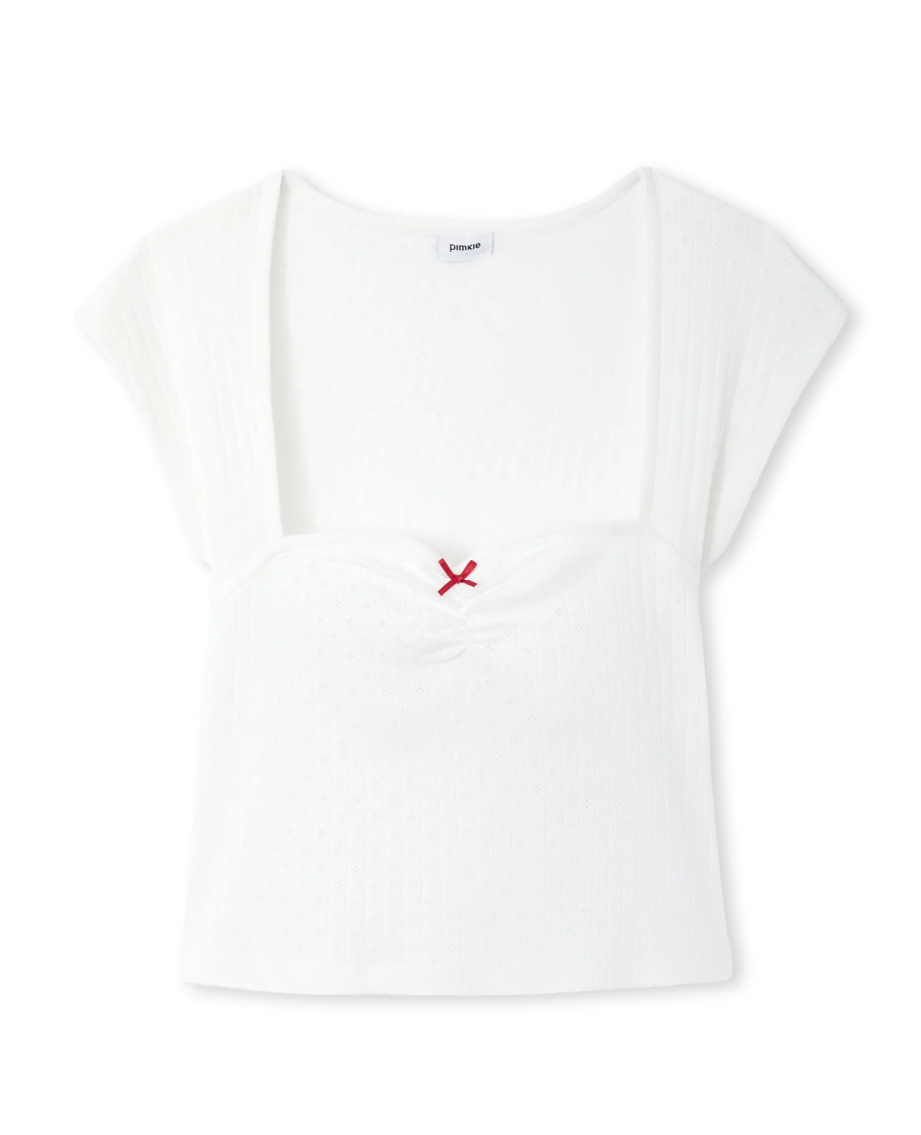Top Maille Fantaisie Avec Nœud Contrasté - Blanc