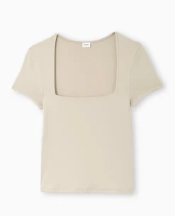 Top Manches Courtes Encolure Carrée - Beige