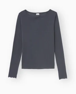 Top Manches Longues Encolure Bateau - Gris Foncé