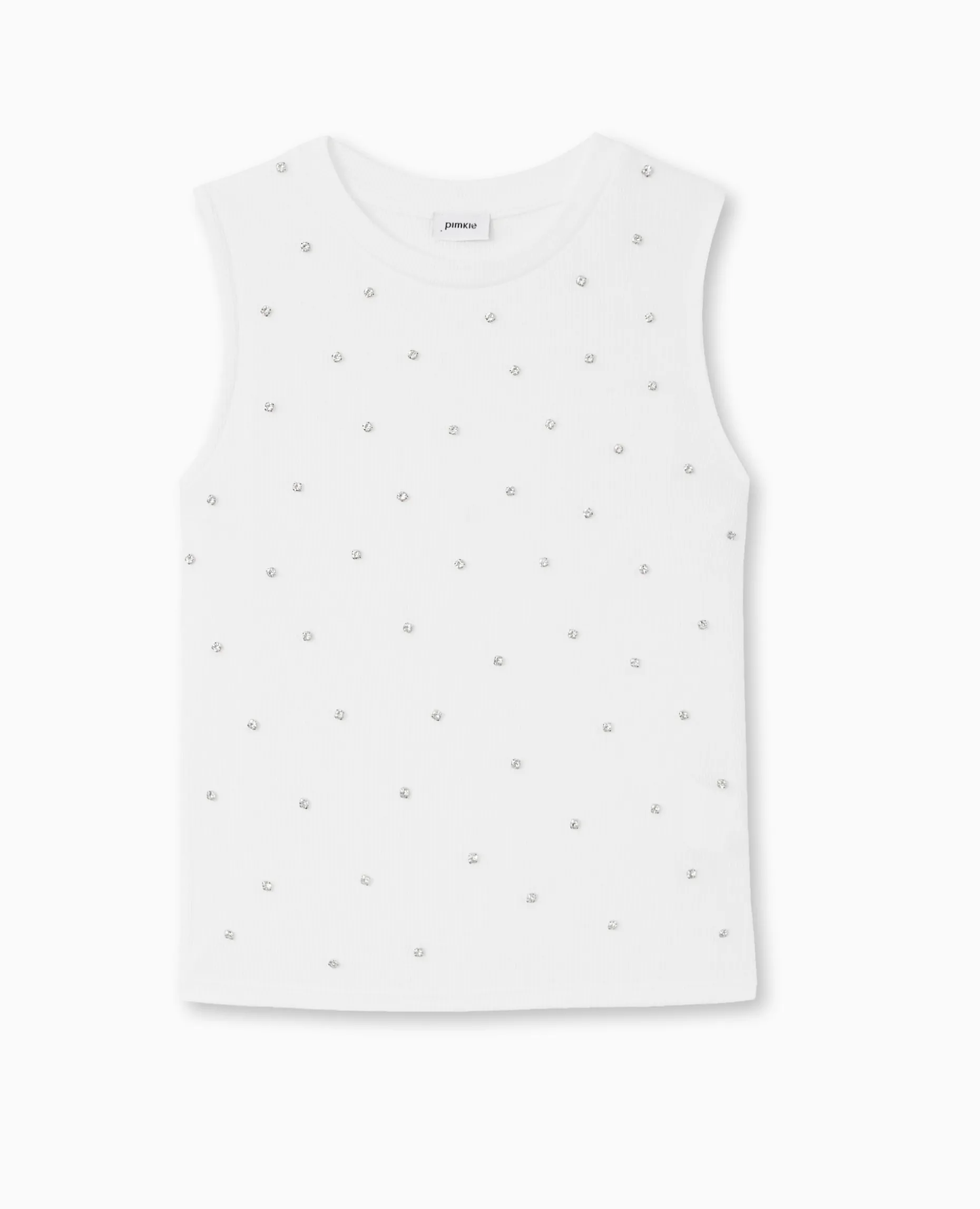 Top Sans Manches Avec Strass En All Over - Blanc