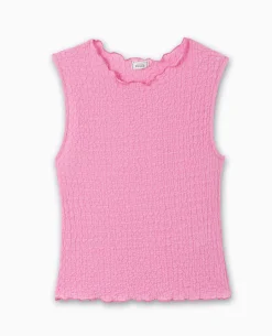 Top Sans Manches En Tissu Reliéfé - Rose