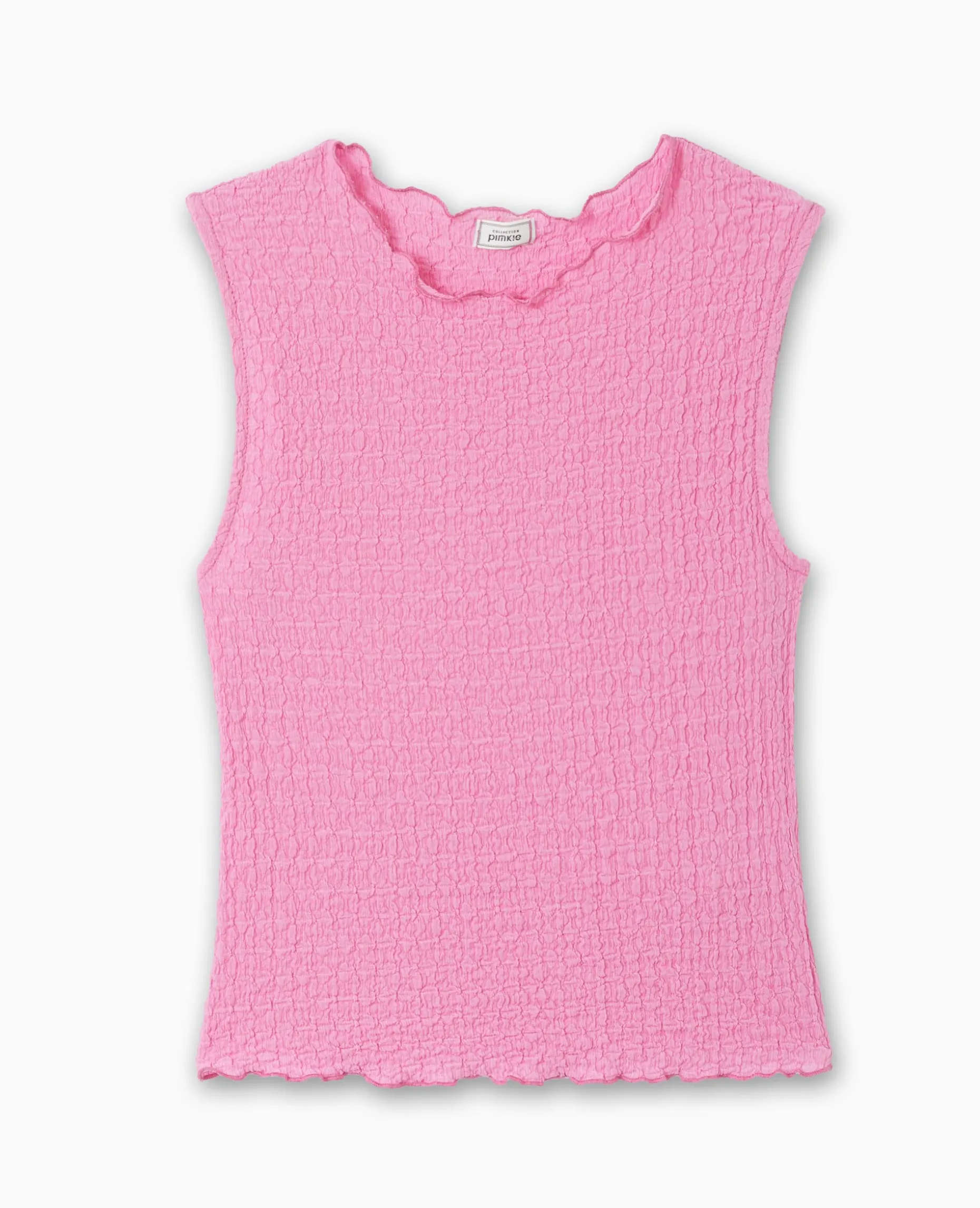 Top Sans Manches En Tissu Reliéfé - Rose