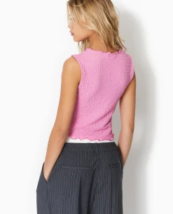 Top Sans Manches En Tissu Reliéfé - Rose