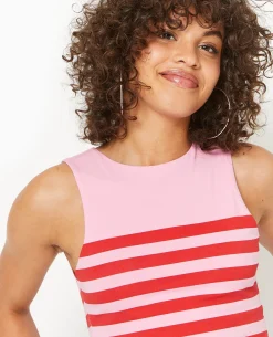 Top Sans Manches Rayé - Rose Poudré