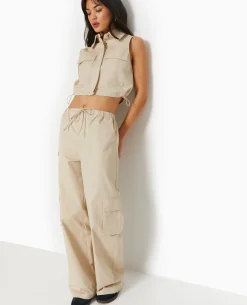 Top Veste Sans Manches Avec Poches - Beige