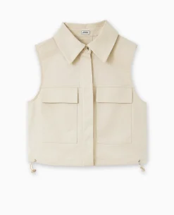 Top Veste Sans Manches Avec Poches - Beige