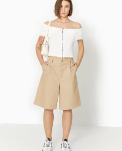 Top Zippé Avec Encolure Bardot - Blanc