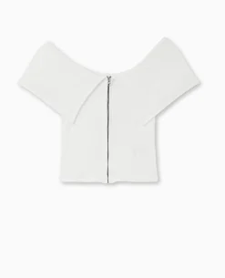 Top Zippé Avec Encolure Bardot - Blanc