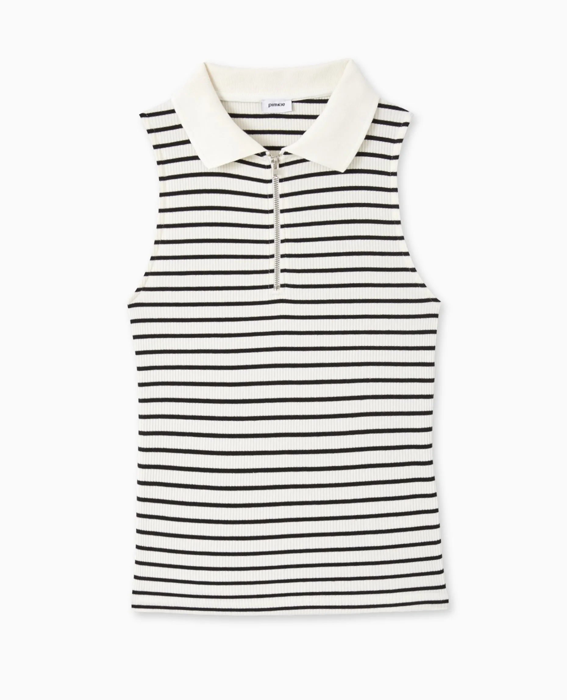 Top Zippé Sans Manches Avec Col Polo - Blanc