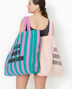 Tote Bag XXL Rayé - Lilas