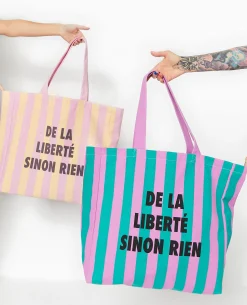 Tote Bag XXL Rayé - Lilas