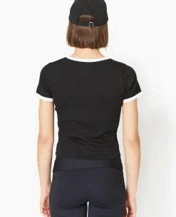 T-shirt Ajusté Avec Bords Contrastés - Noir