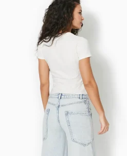 T-shirt Ajusté Avec Print Devant - Blanc