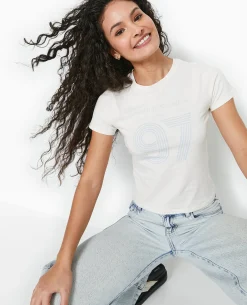 T-shirt Ajusté Avec Print Devant - Blanc