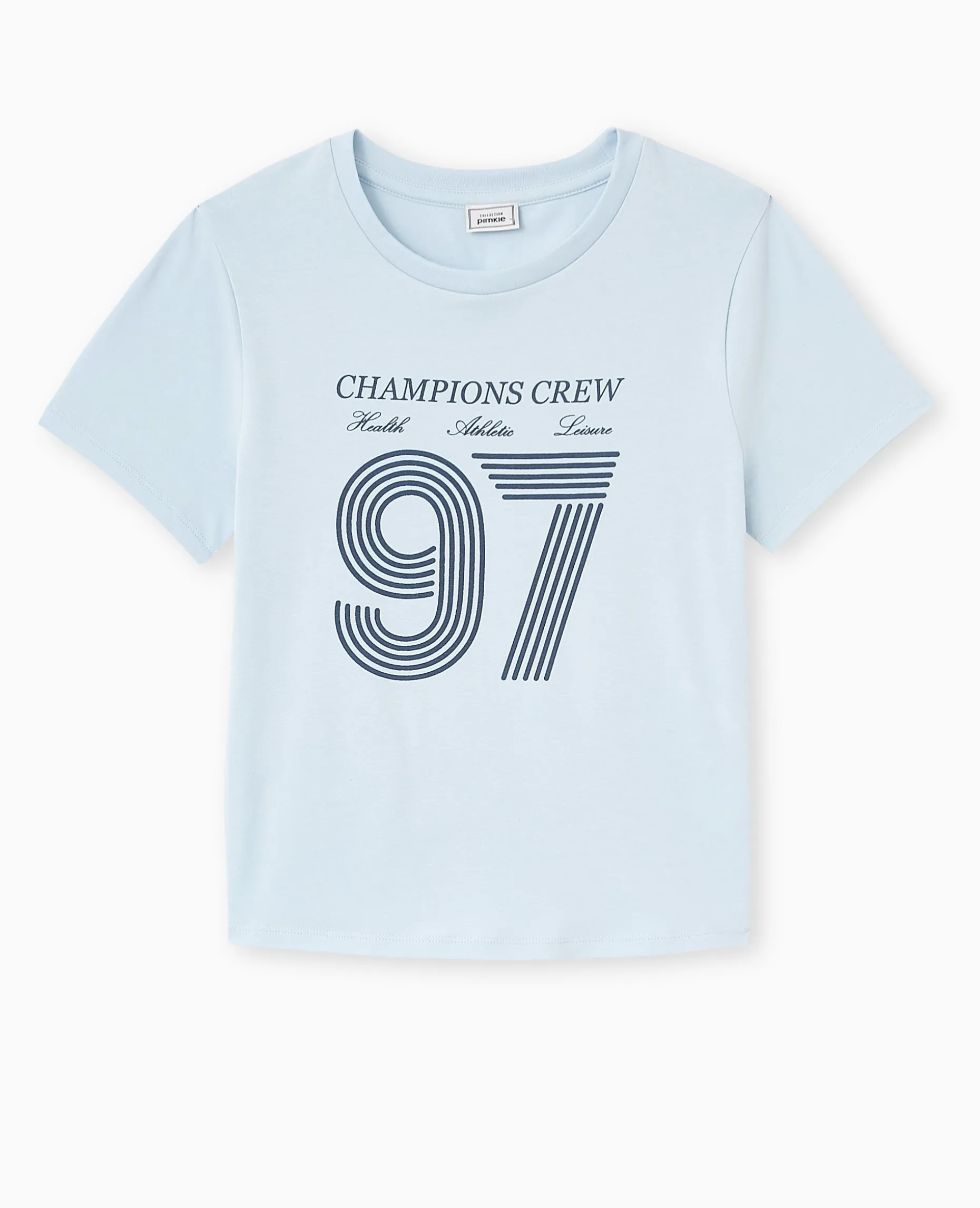 T-shirt Ajusté Avec Print Devant - Bleu