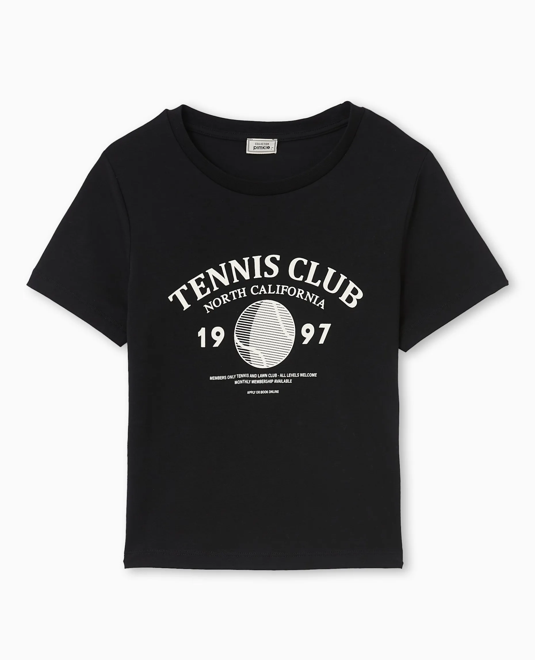 T-shirt Ajusté Avec Print Devant - Noir