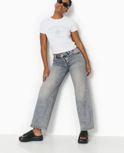T-shirt Ajusté Avec Print Devant - Blanc