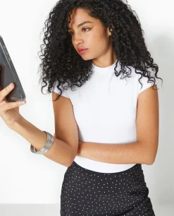 T-shirt Ajusté En Maille Extensible - Blanc