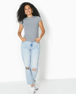 T-shirt Ajusté En Maille Extensible - Gris