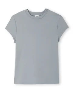 T-shirt Ajusté En Maille Extensible - Gris