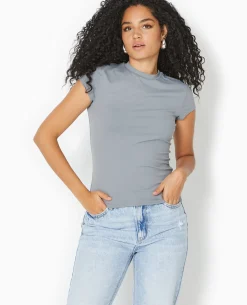 T-shirt Ajusté En Maille Extensible - Gris