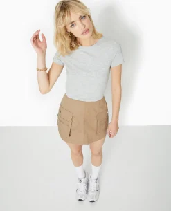 T-shirt Ajusté Manches Courtes - Gris Chiné