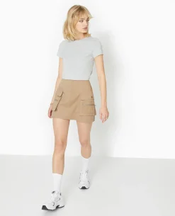 T-shirt Ajusté Manches Courtes - Gris Chiné