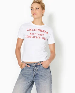 T-shirt Avec Print Devant - Blanc