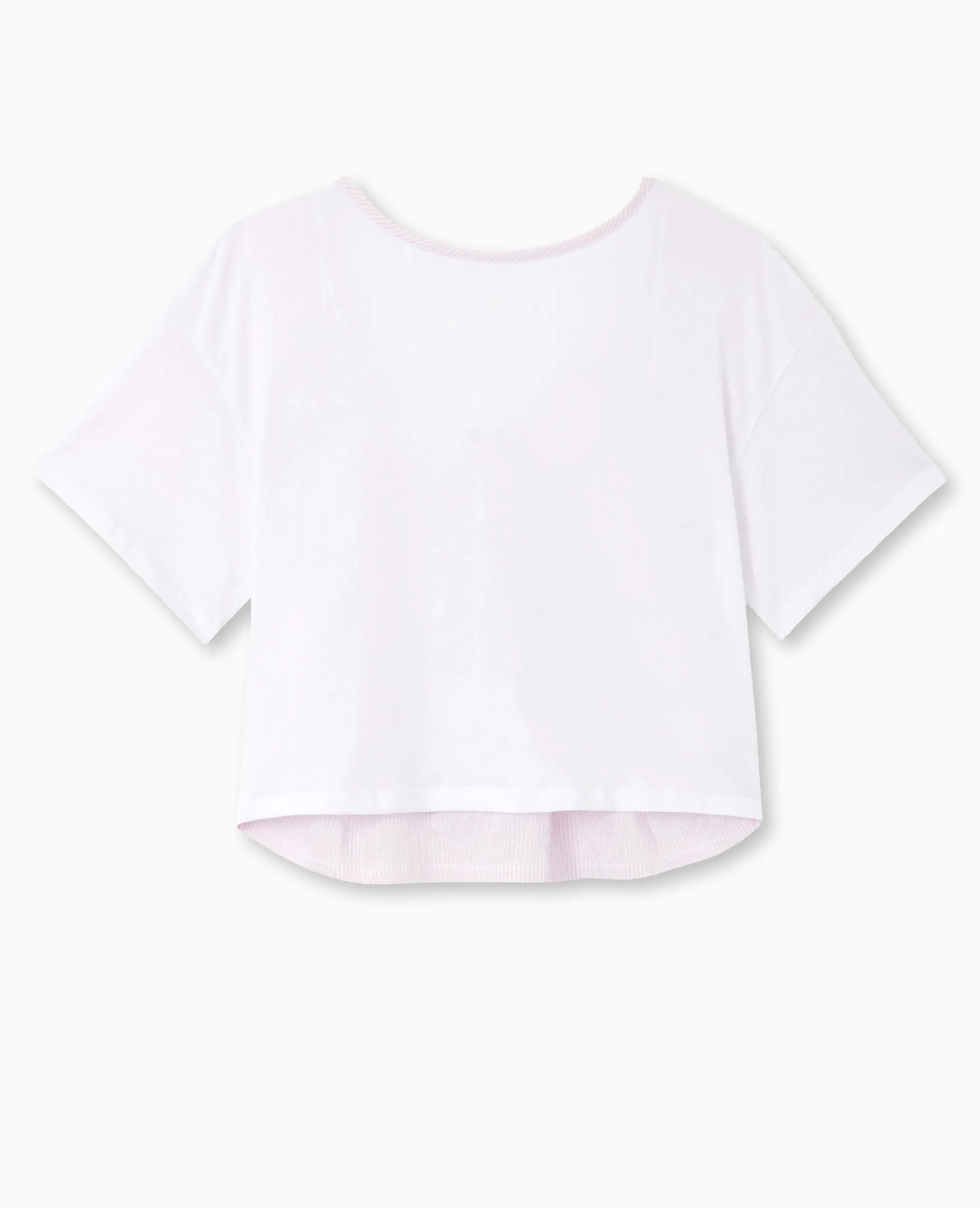 T-shirt Bi-matiè;re Avec Nouettes Dos - écru