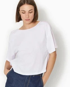 T-shirt Bi-matiè;re Avec Nouettes Dos - écru