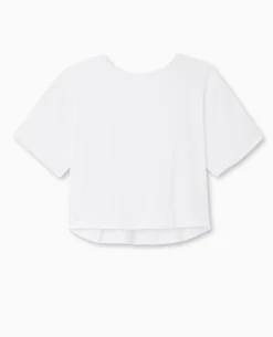 T-shirt Bi-matiè;re Avec Nouettes Dos - Blanc