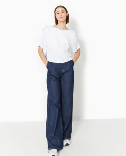 T-shirt Bi-matiè;re Avec Nouettes Dos - Blanc