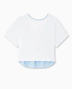 T-shirt Bi-matiè;re Avec Nouettes Dos - Blanc