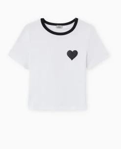 T-shirt Court Avec Cœur - Blanc