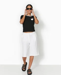 T-shirt Court Avec Cœur - Noir