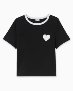 T-shirt Court Avec Cœur - Noir