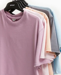 T-shirt Court En Coton épais Effet Délavé - Rose