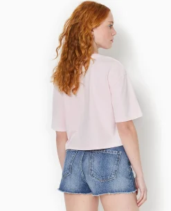 T-shirt Court En Coton épais Effet Délavé - Rose Clair