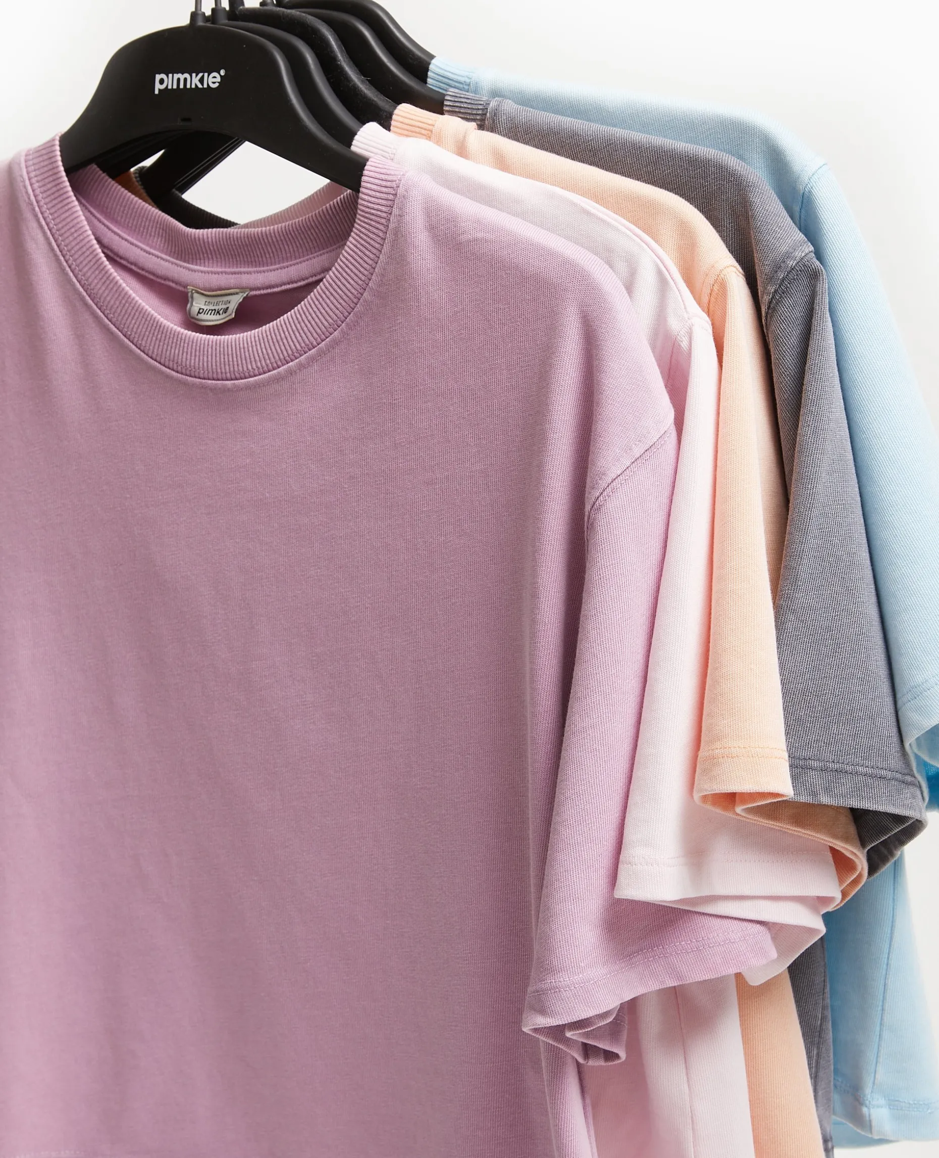 T-shirt Court En Coton épais Effet Délavé - Rose Clair