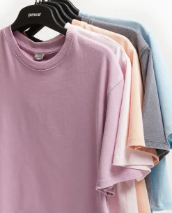 T-shirt Court En Coton épais Effet Délavé - Gris Foncé
